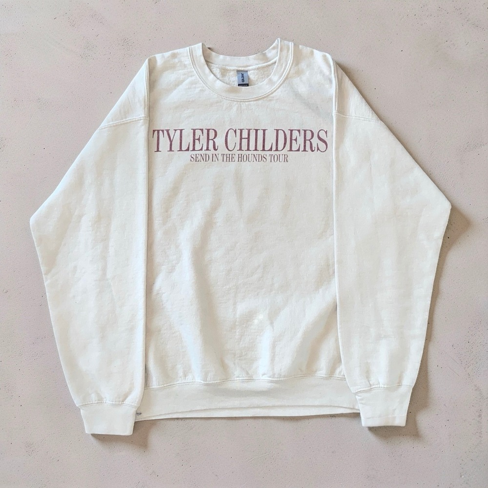 Tyler Childers Send in the Hounds Tour Crewneck Sweatshirt Mens L Cream